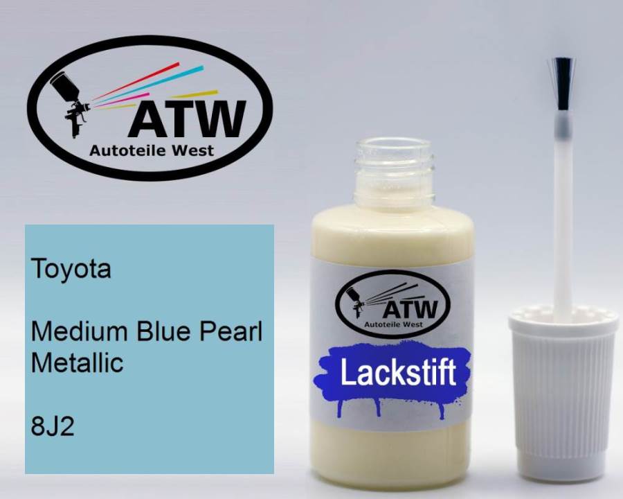 Toyota, Medium Blue Pearl Metallic, 8J2: 20ml Lackstift, von ATW Autoteile West.